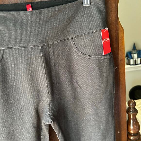 New Spanx Jean-ish Ankle Leggings Size Medium Black/Gray Pull On Stretch Shaping - Picture 7 of 8
